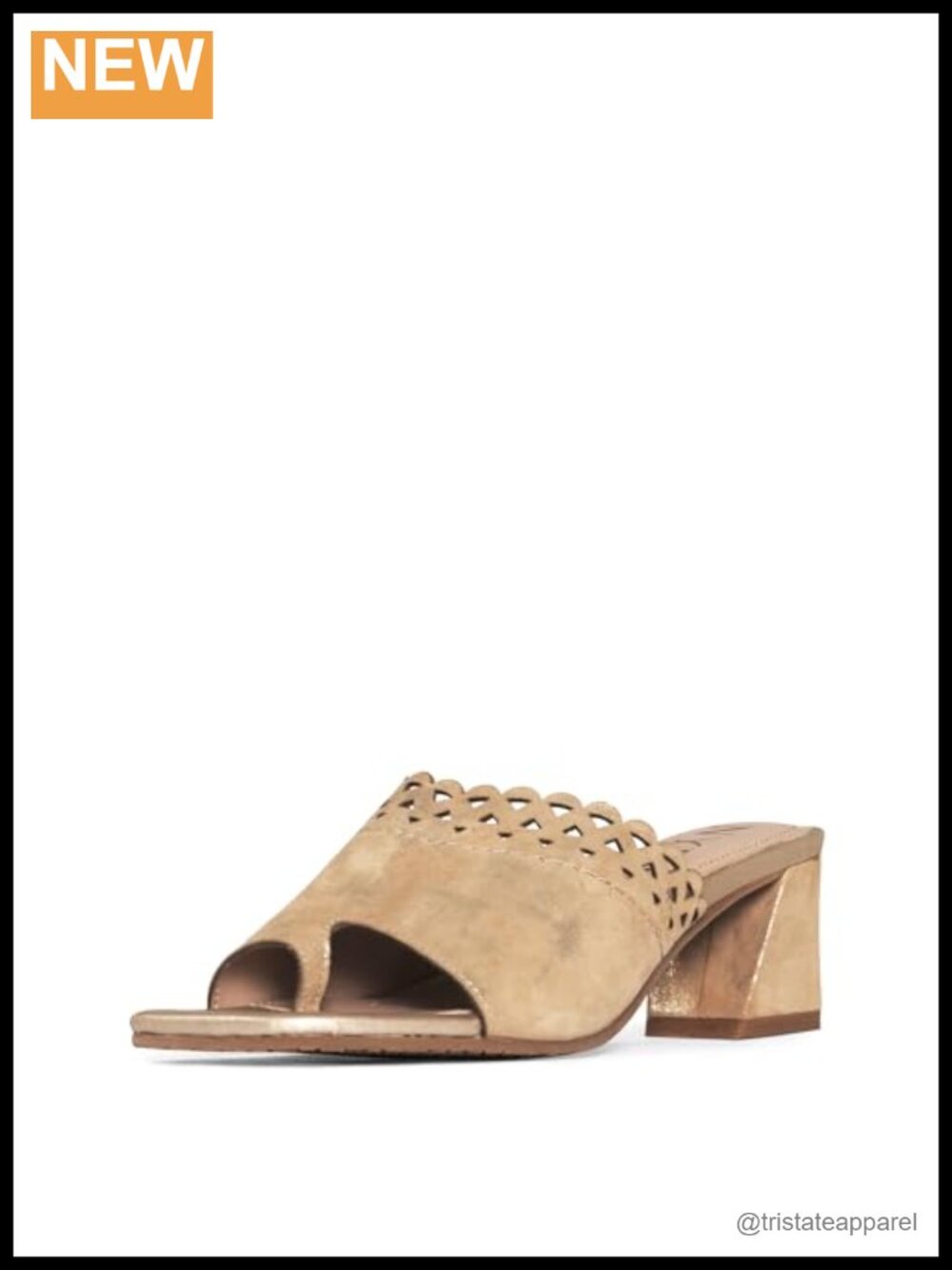 Metallic Suede Block Heel Slip On Sandals with Memory Foam Insole